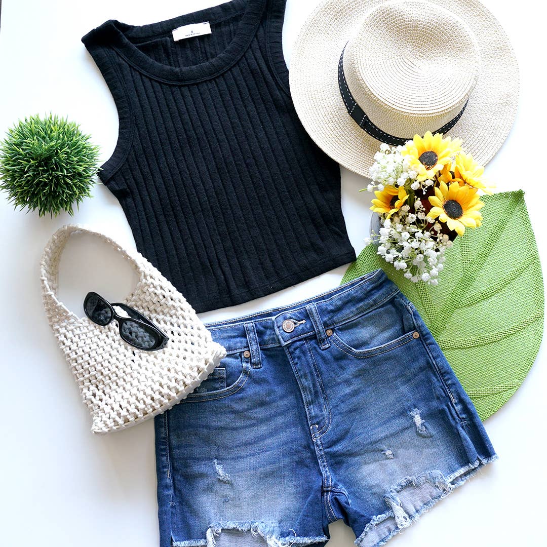 Ribbed Sleeveless Crop Tank Top