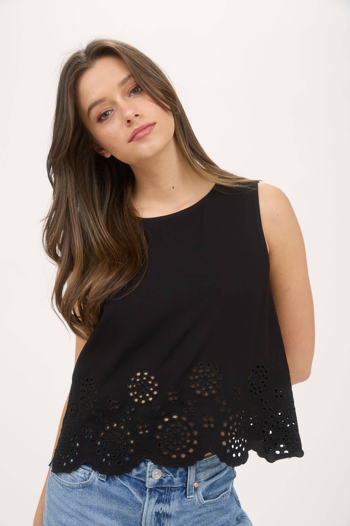 Sleeveless Eyelet Blouse