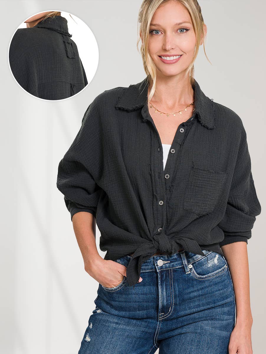 Oversized Raw Edge Shirt