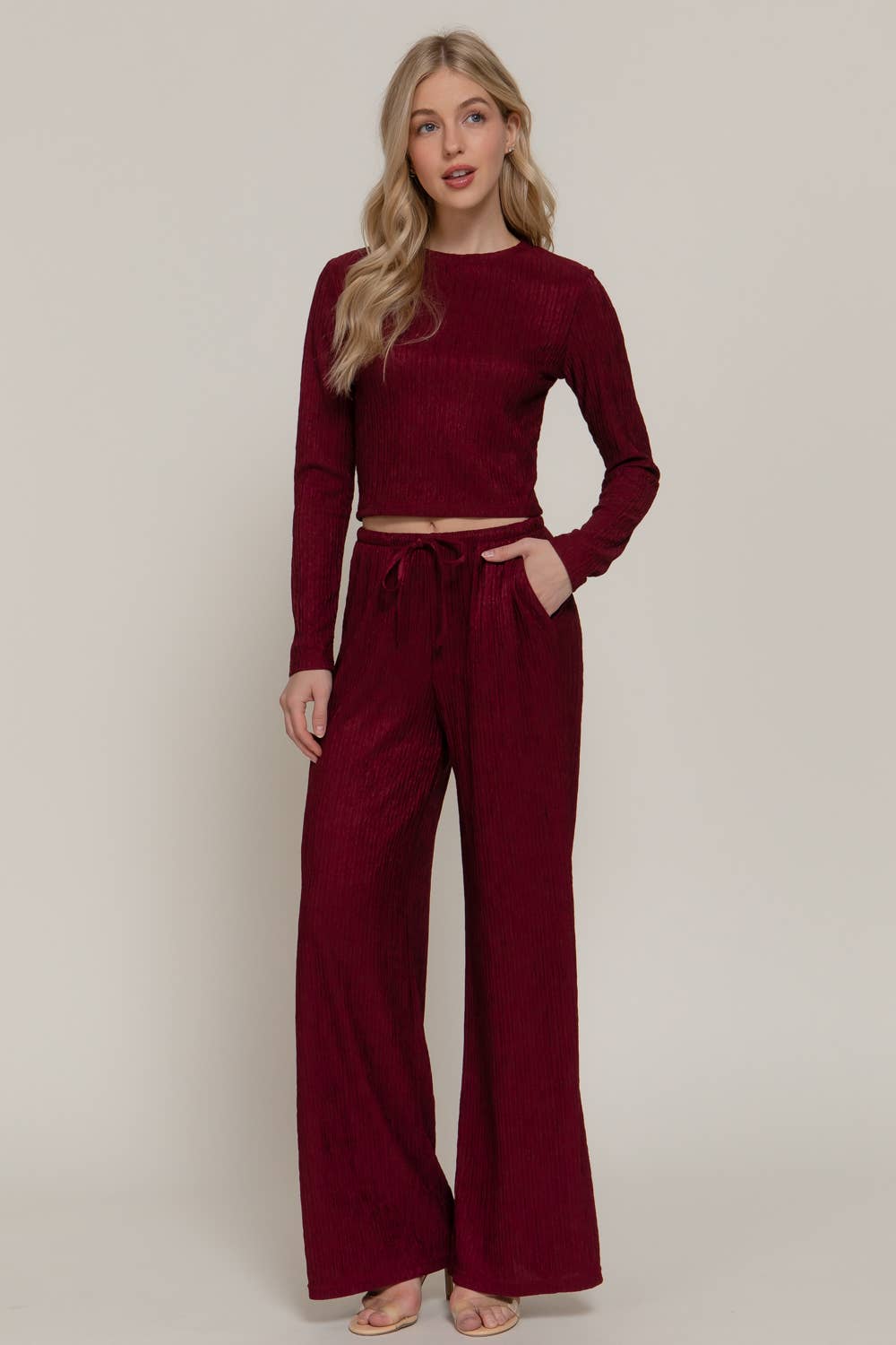 Wine Long Sleeve Top & Pants Set