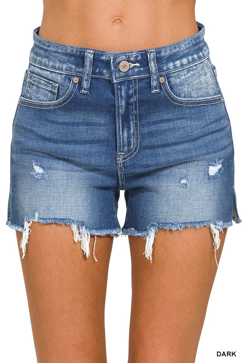 Frayed Hem Denim Shorts