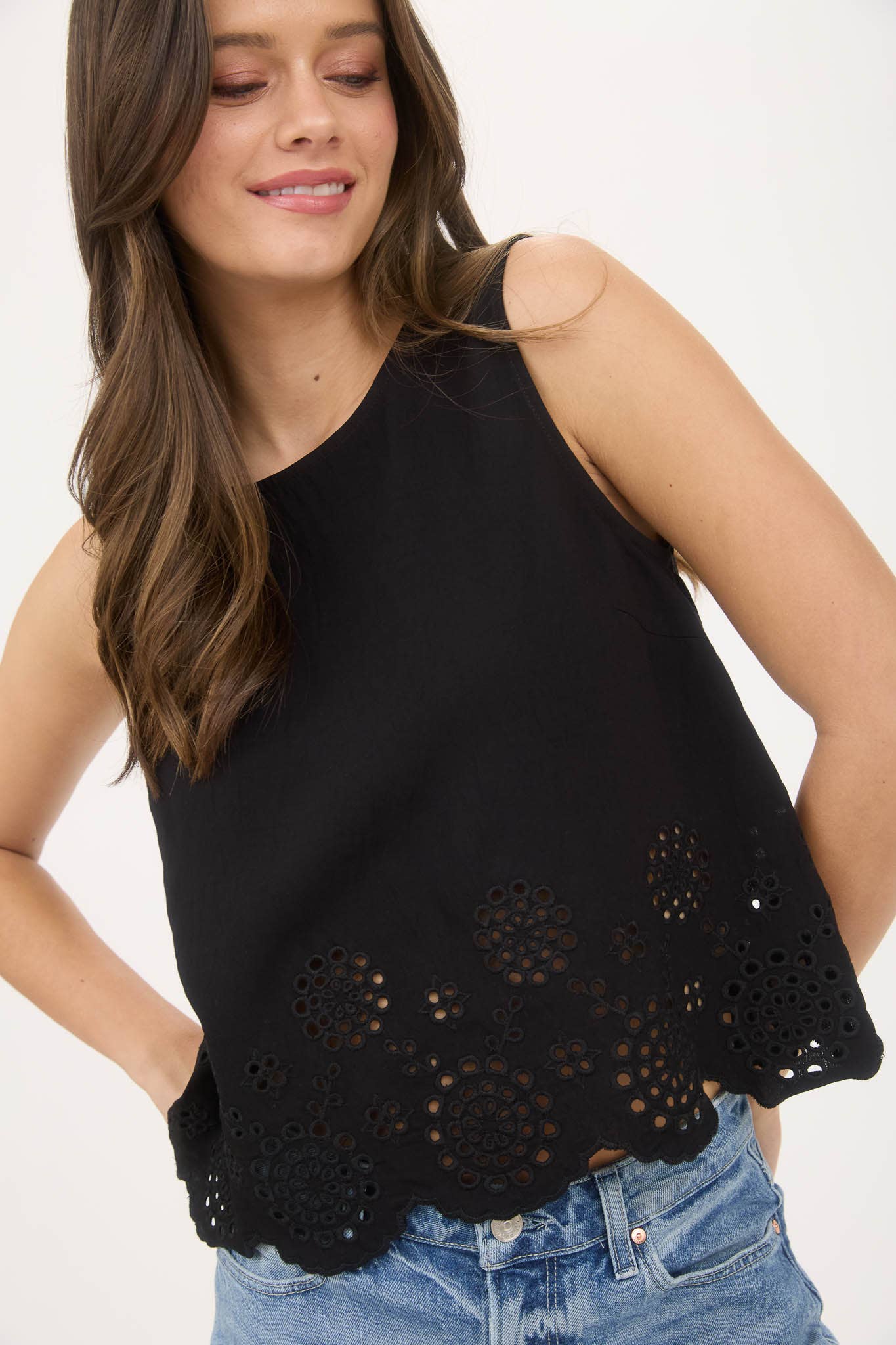 Sleeveless Eyelet Blouse