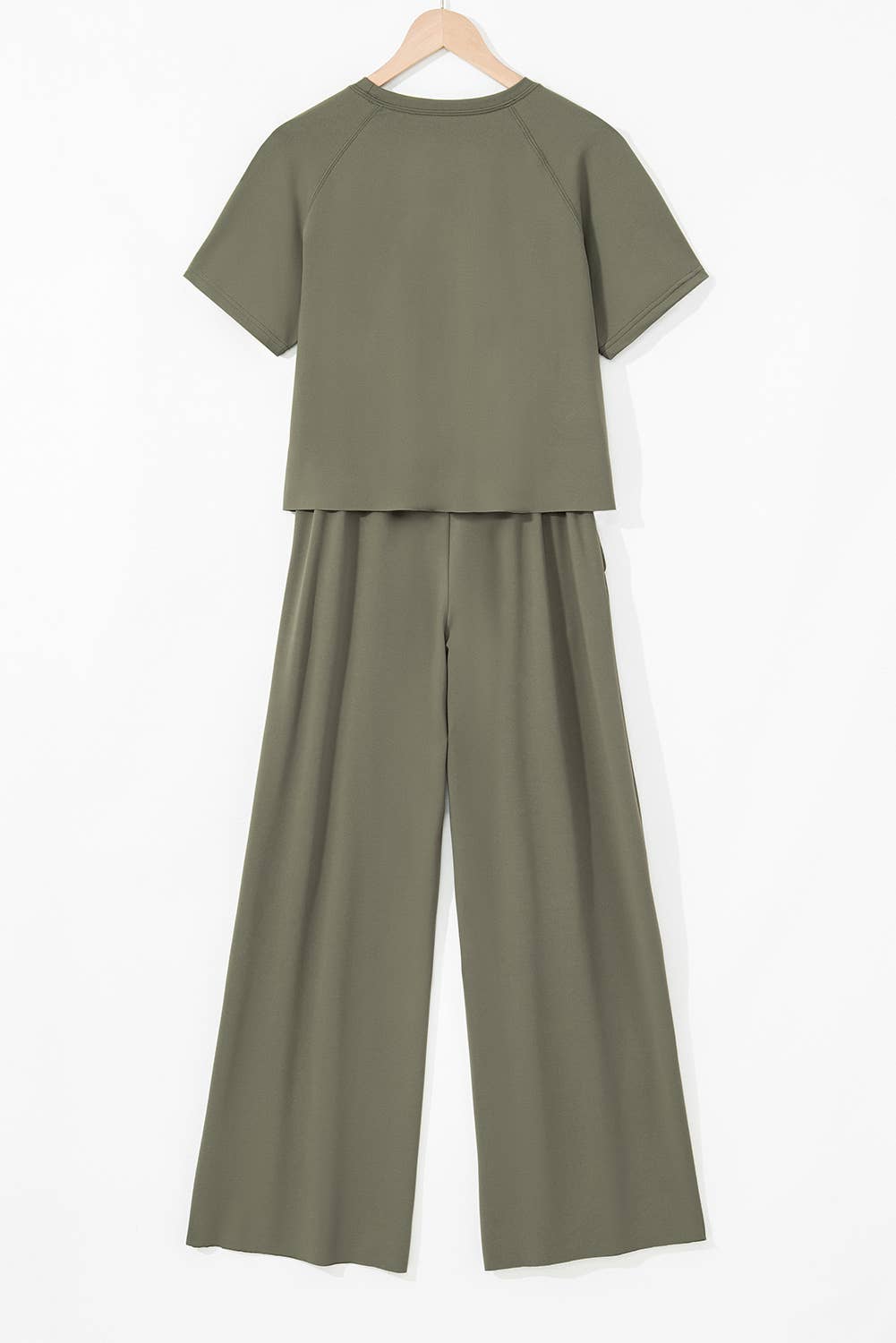 Raw Hem Loose Tee and Wide Leg Pants Set