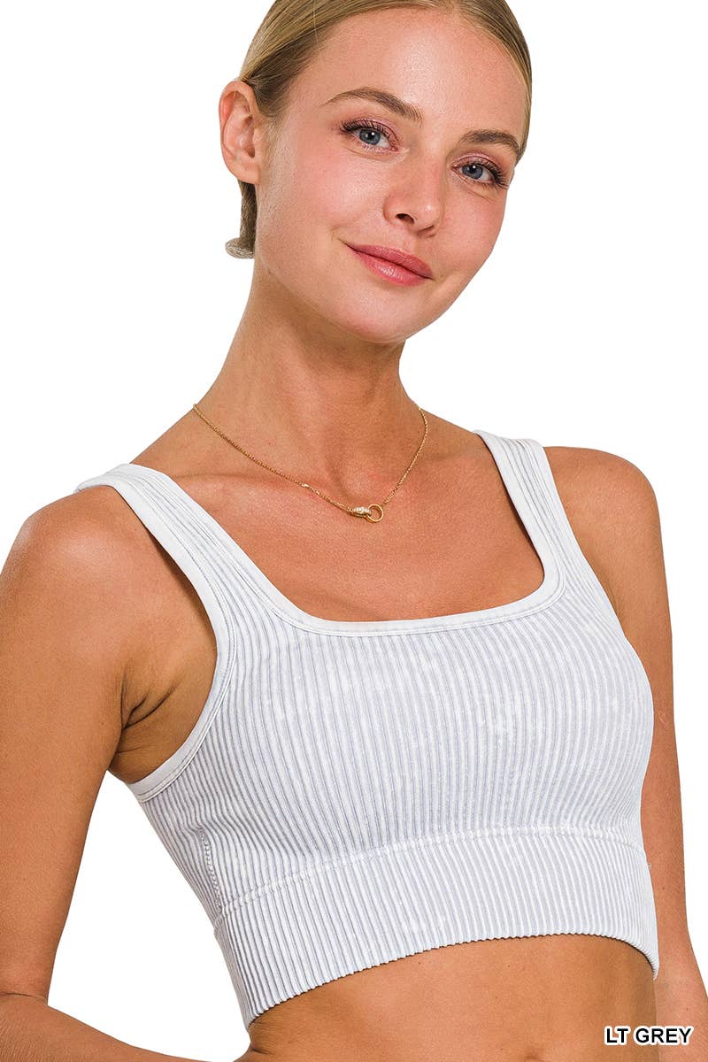 WASHED RIB SQUARE NECK CROP TANK