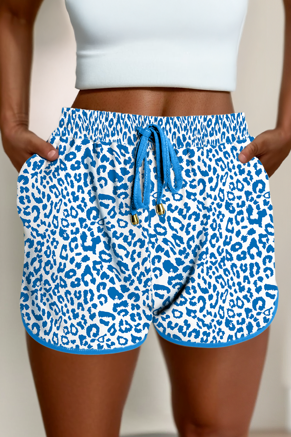Leopard Lace-Up Casual Shorts