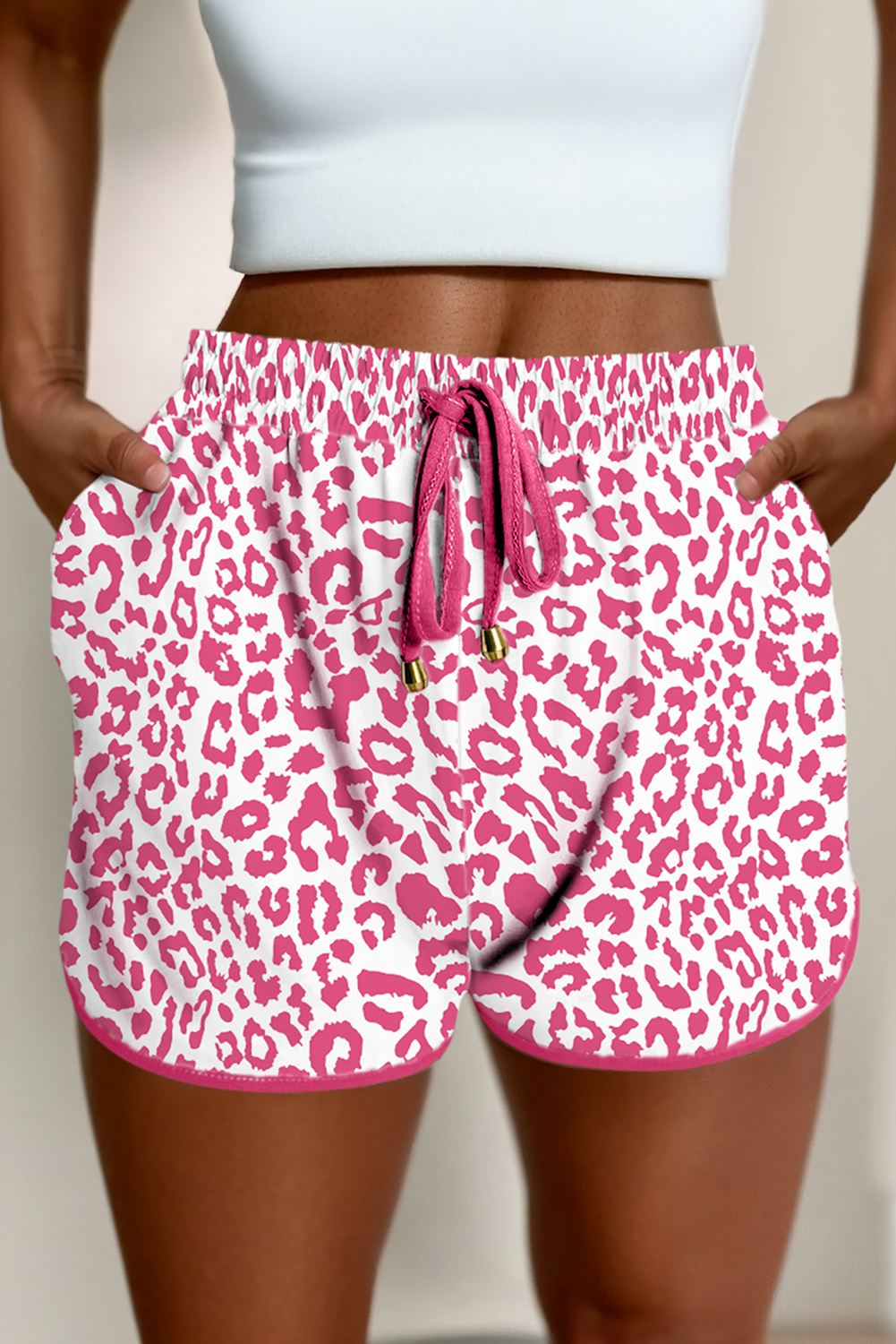 Leopard Lace-Up Casual Shorts