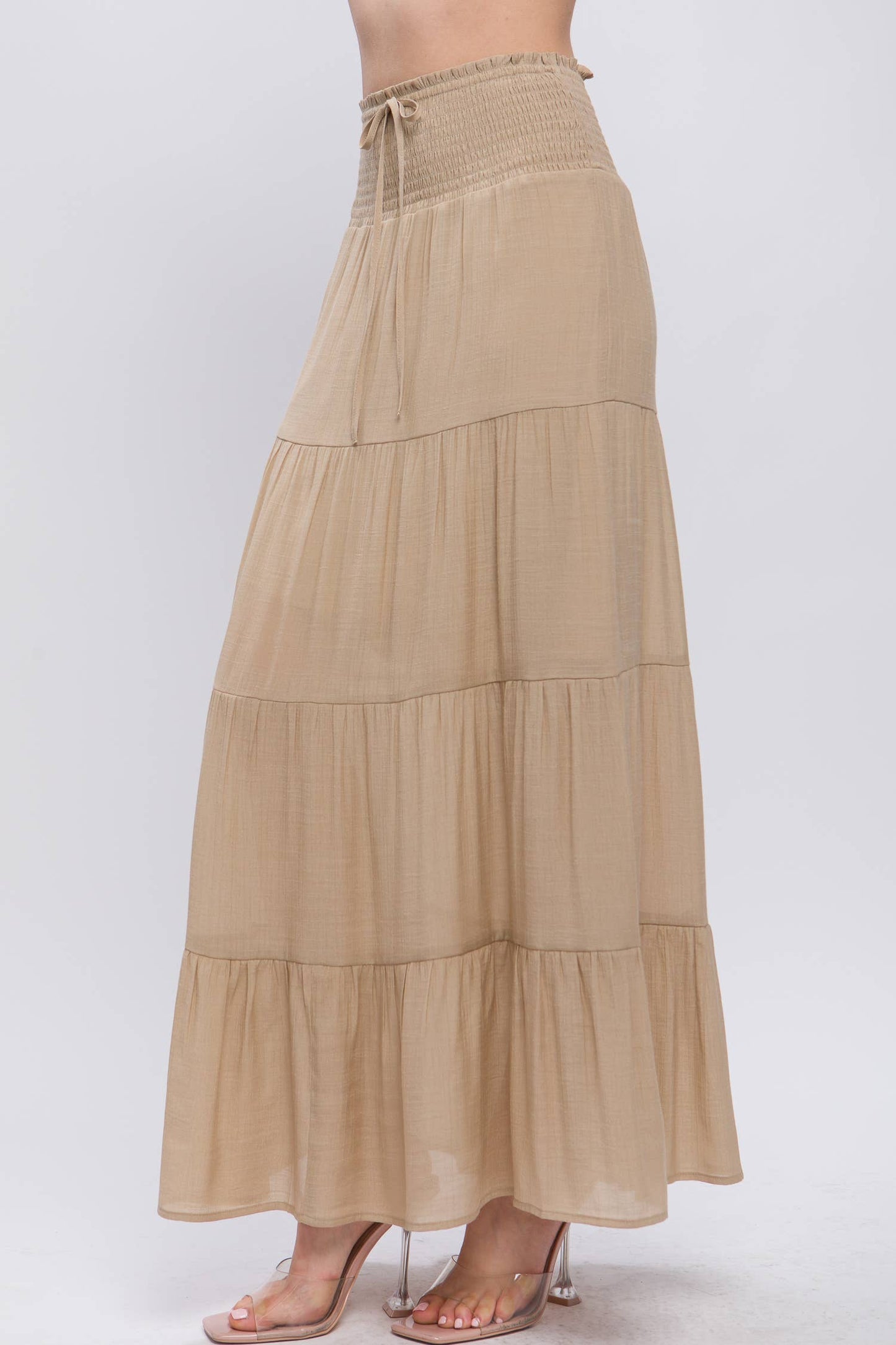 Smocked Tiered Maxi Skirt