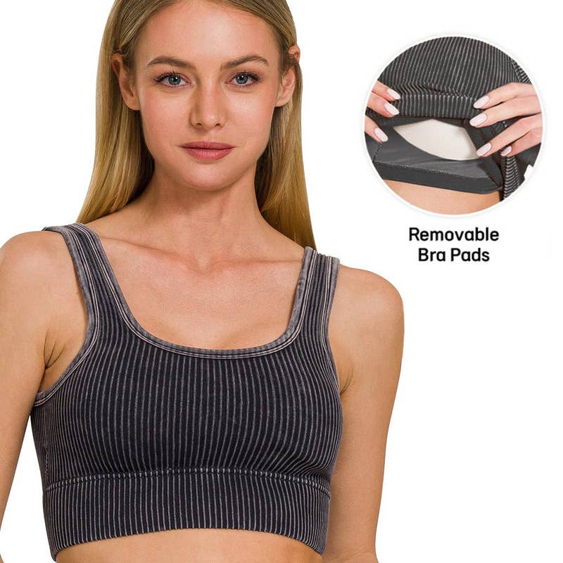 WASHED RIB SQUARE NECK CROP TANK