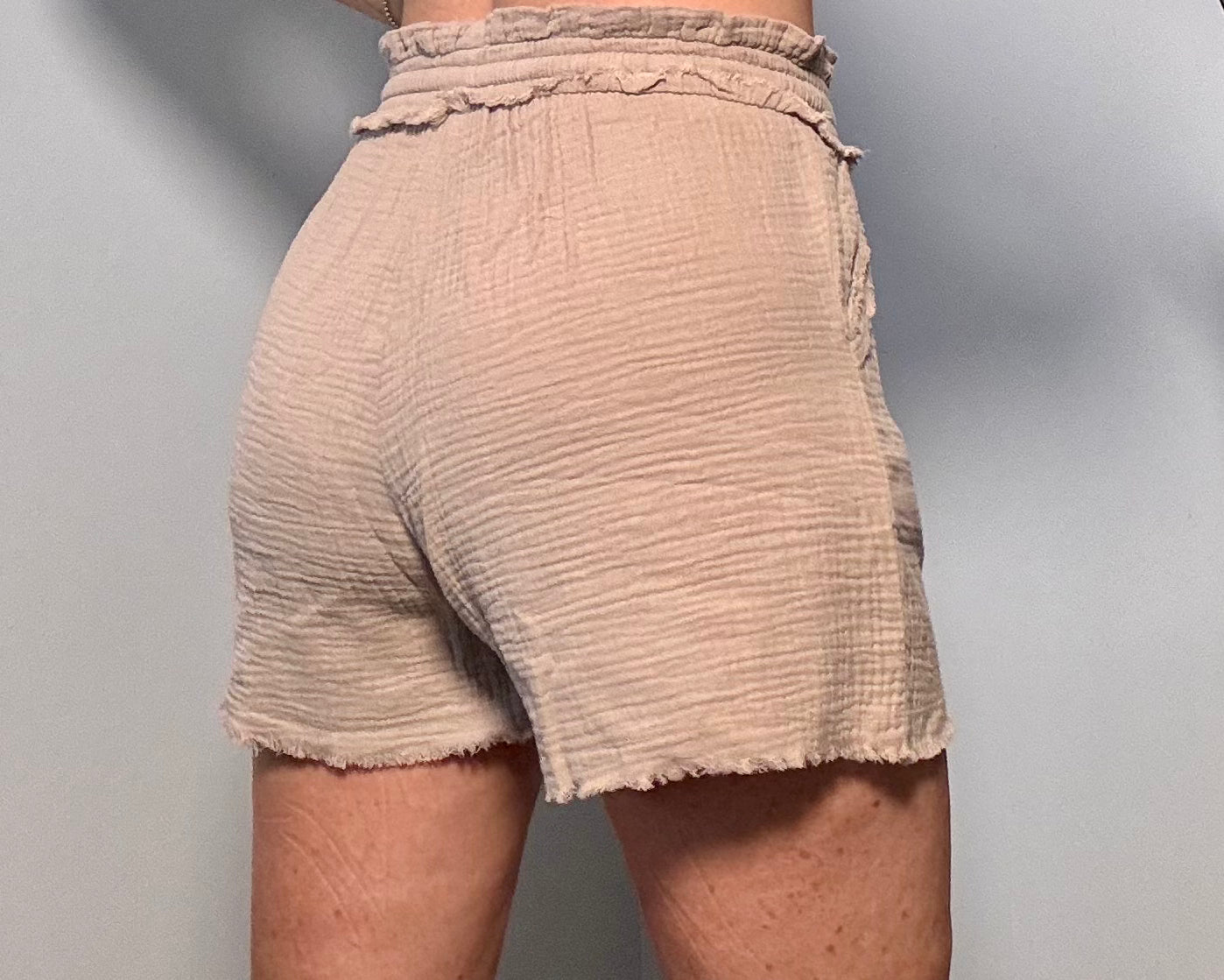 Raw Edge Gauze Shorts