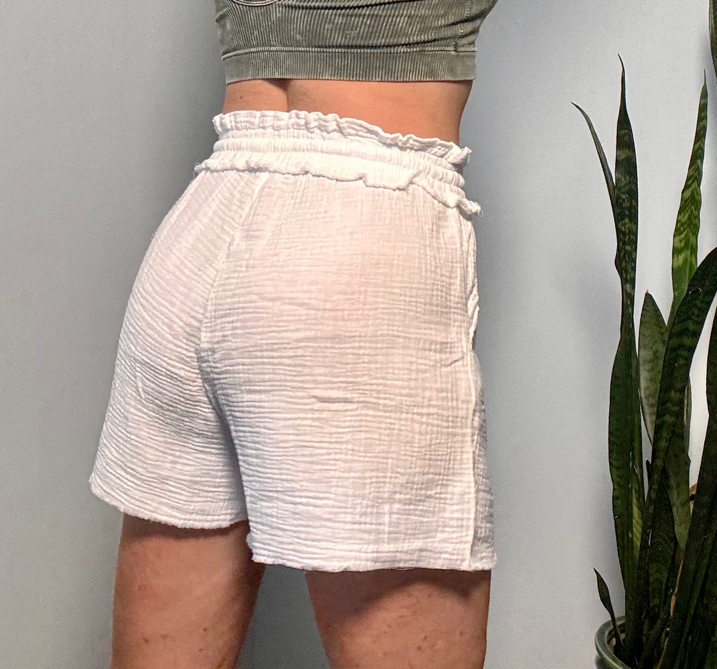 Raw Edge Gauze Shorts