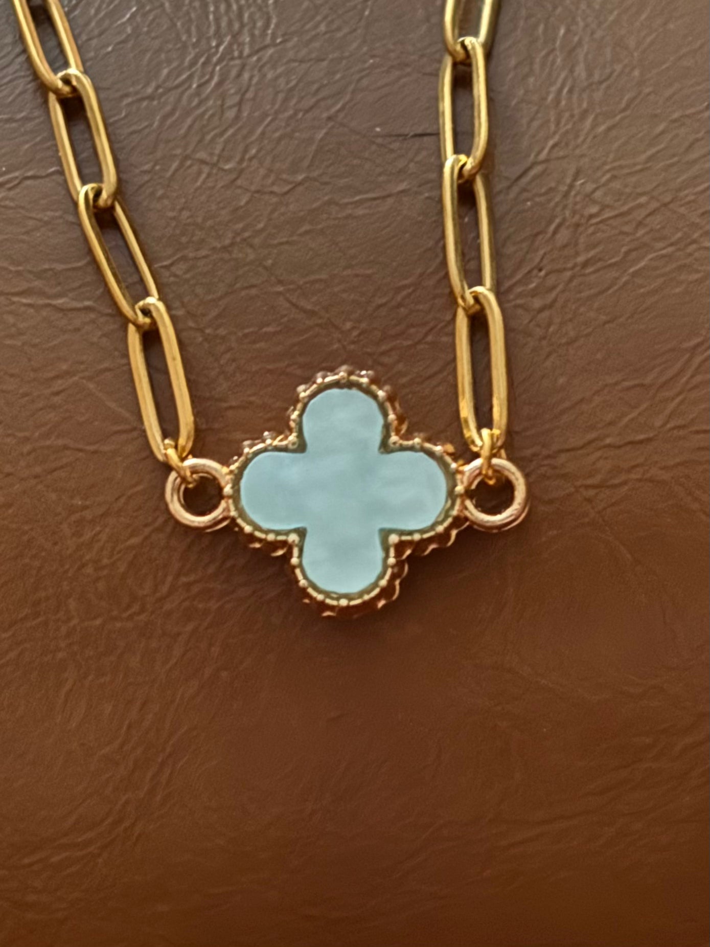 Tiffany Blue Mother of Pearl Clover Bracelet