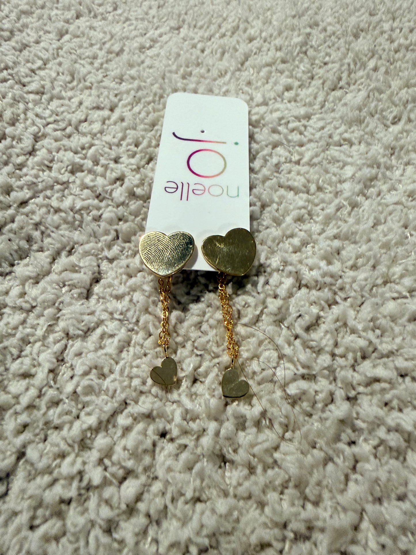 Heart Stud Earrings with Chain Drop Jackets