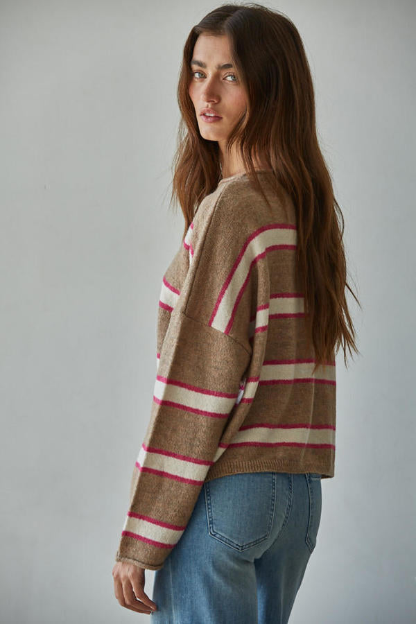 Mocha and Berry Striped Sweater