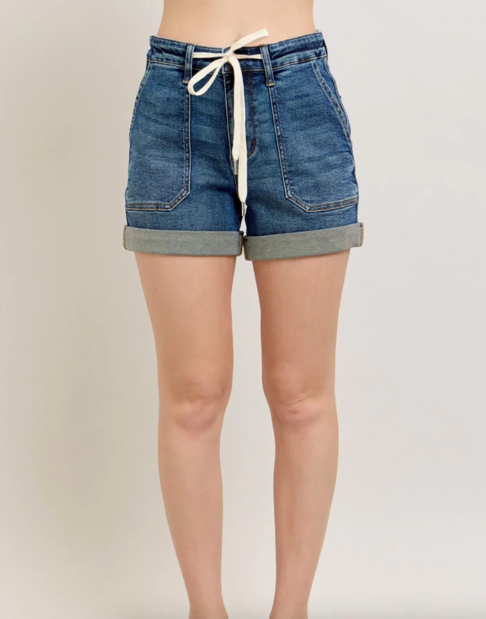 Denim Blue Cuffed Jogger Shorts