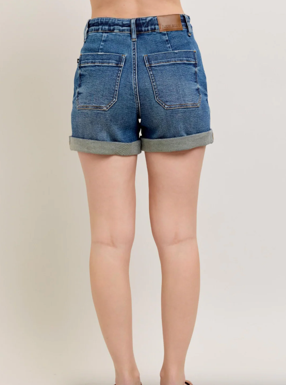 Denim Blue Cuffed Jogger Shorts