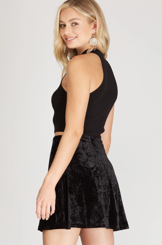 black velvet skater girl skirt