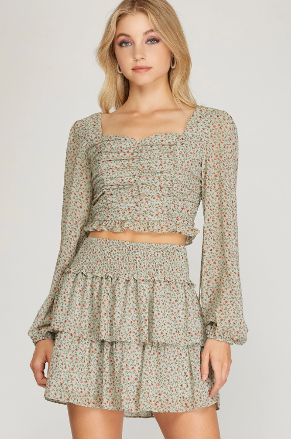 seafoam tiered skirt