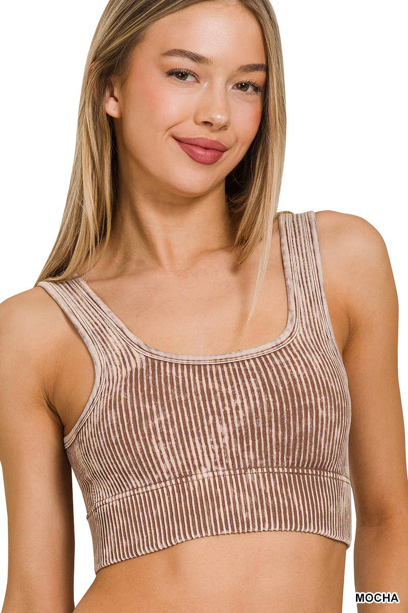 WASHED RIB SQUARE NECK CROP TANK