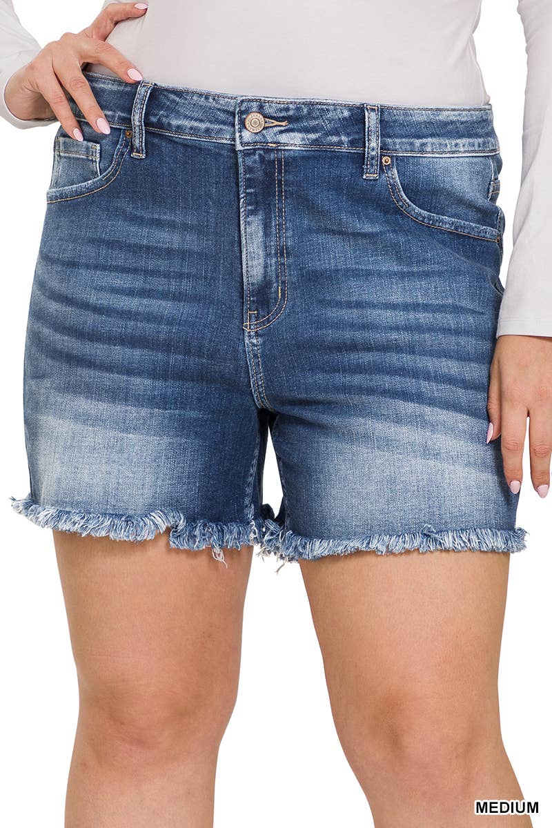 Frayed Hem Denim Shorts