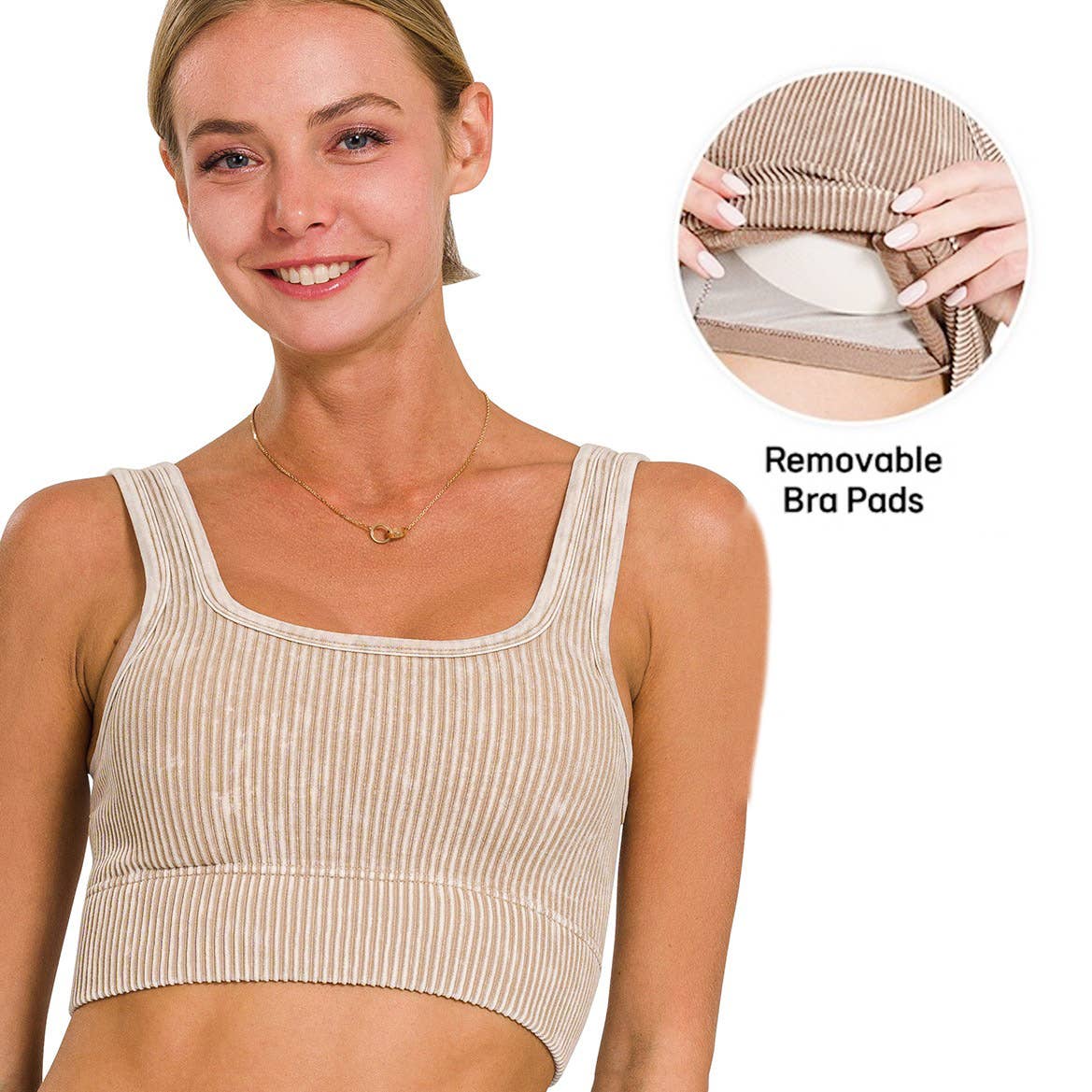 WASHED RIB SQUARE NECK CROP TANK
