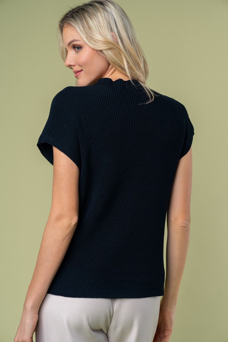One Pocket Capped Sleeve Sweater