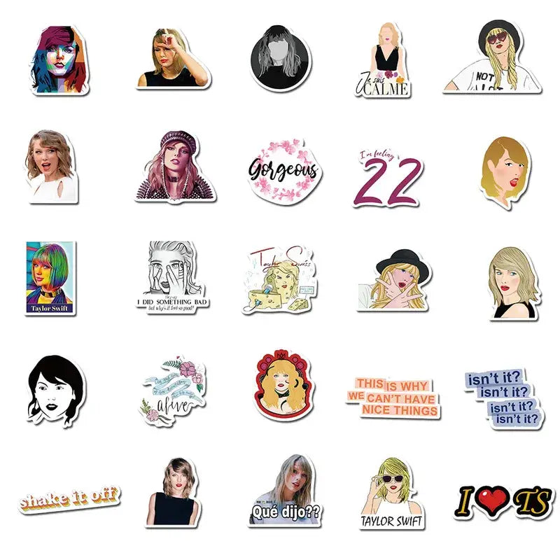 Taylor Swift Assortment of Waterproof Stickers, Decals.