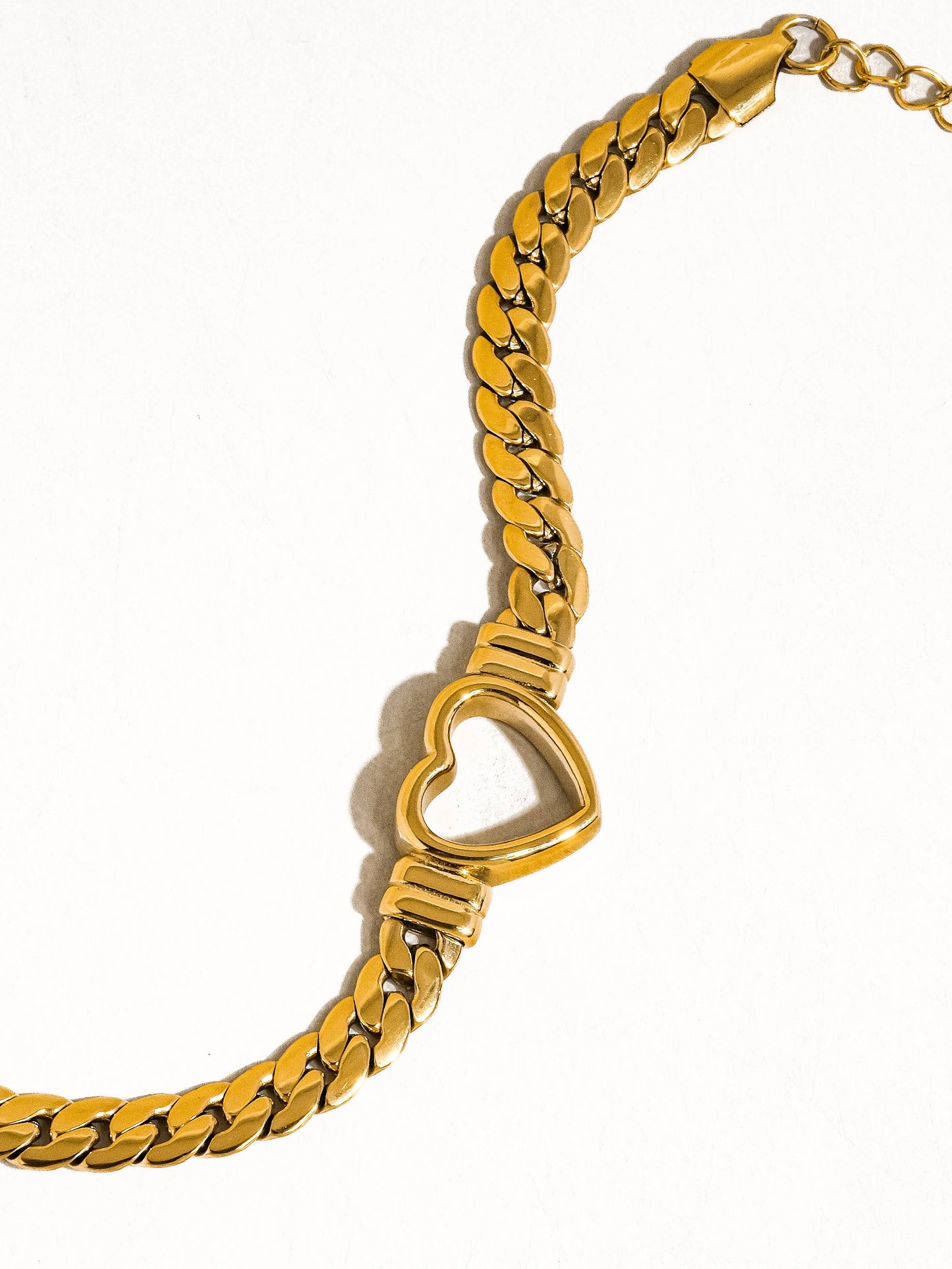 Tessa 14K Non-Tarnish Heart Snake Chain Necklace, Bracelet