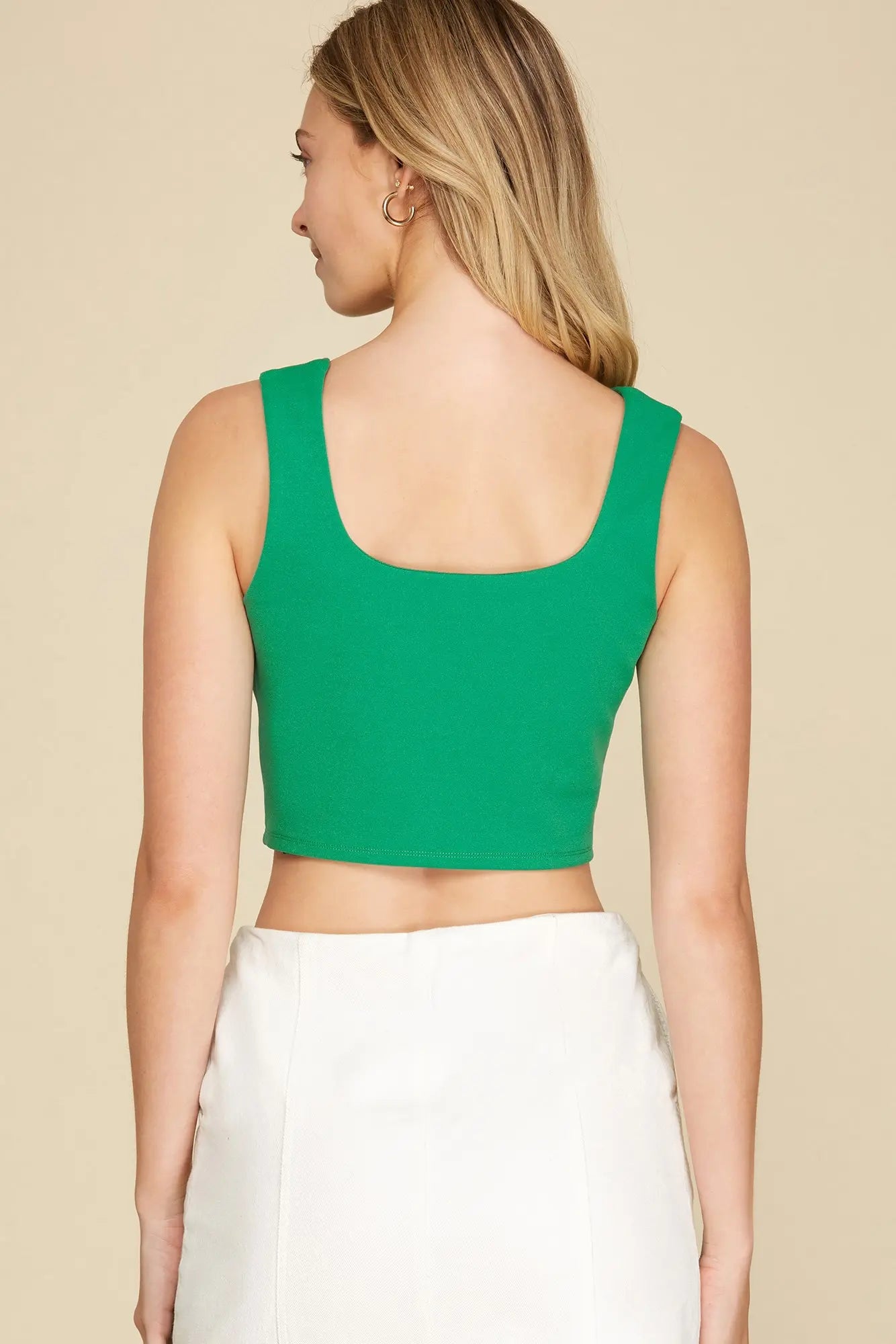 Sleeveless Square Neck Kelly Green Top