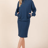Navy Knit Skirt and Pullover Set
