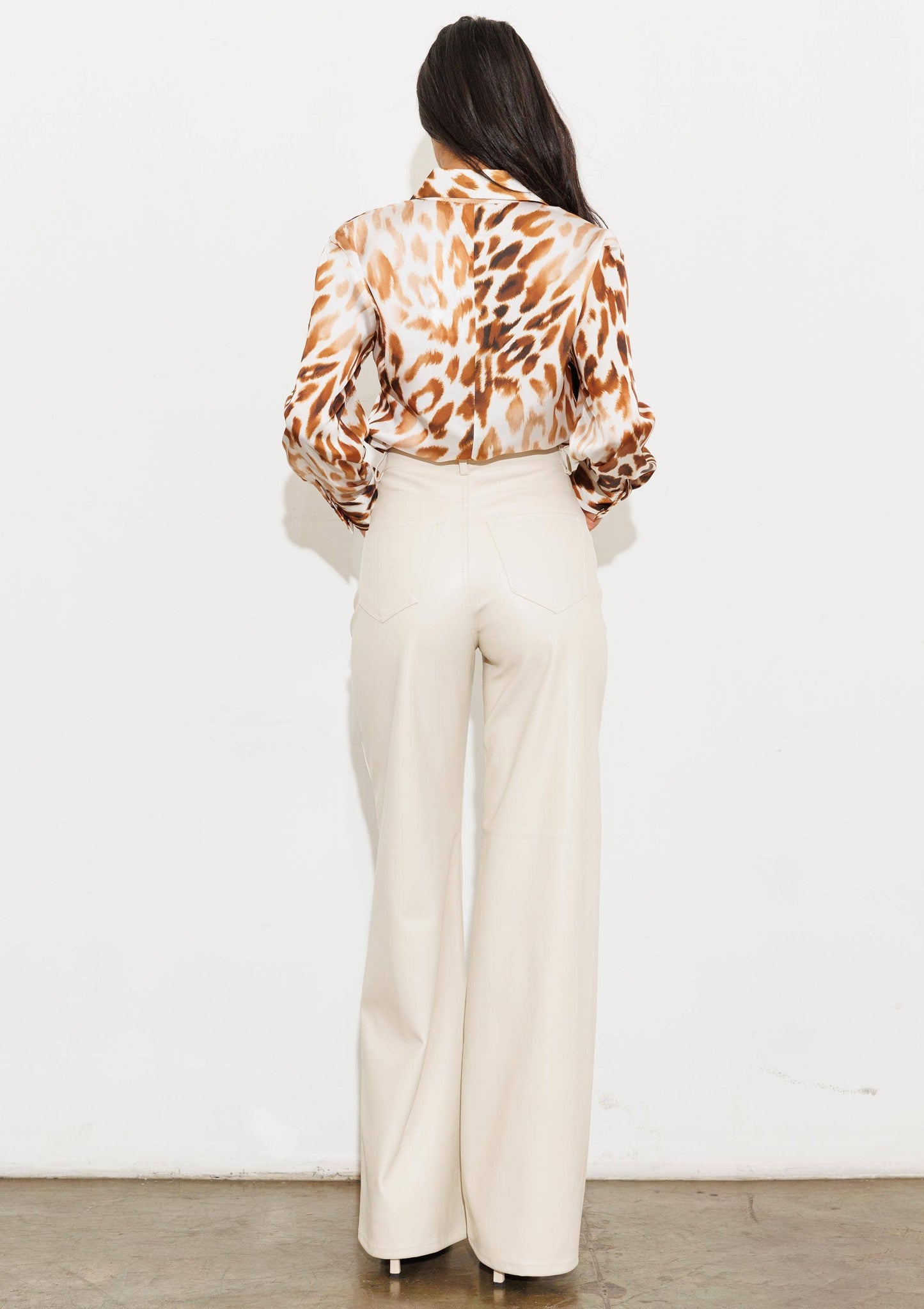 Vegan Black Leather Wide Leg Pants