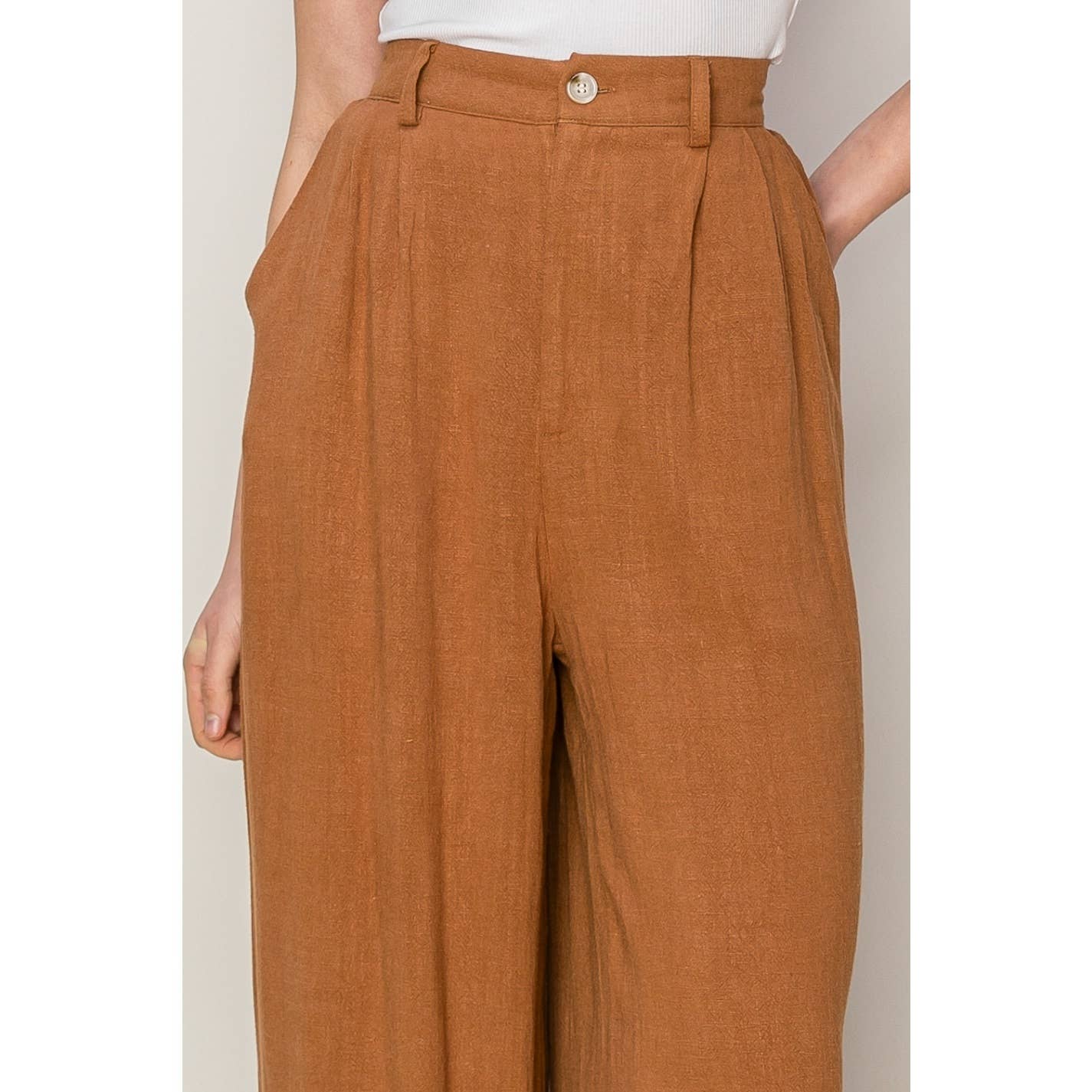 Linen Blend Rust Trousers