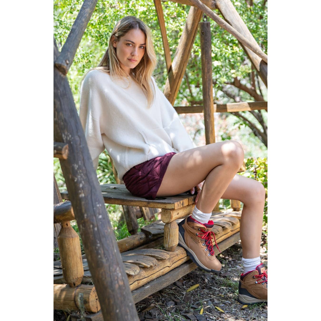 Rae Mode Crew Neck Sweater with Kangaroo Pocket in Ivory