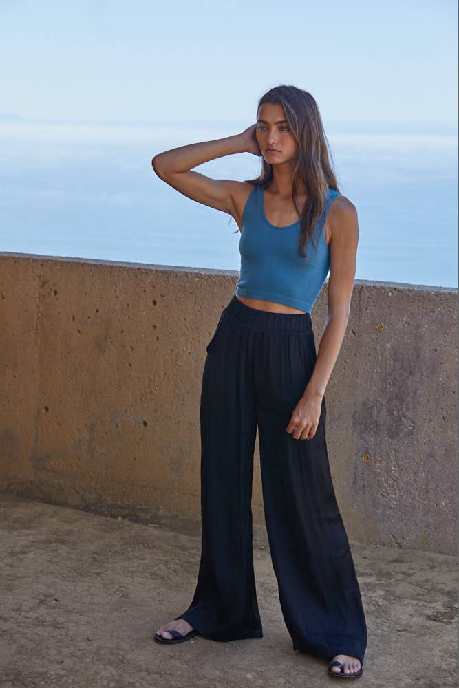 Seamless Ribbed U-V Neck Crop Tank Top