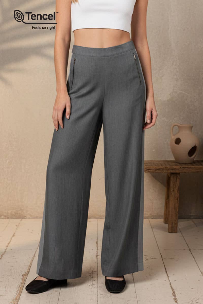 Tencel Two-Tone Wide-Leg Pants