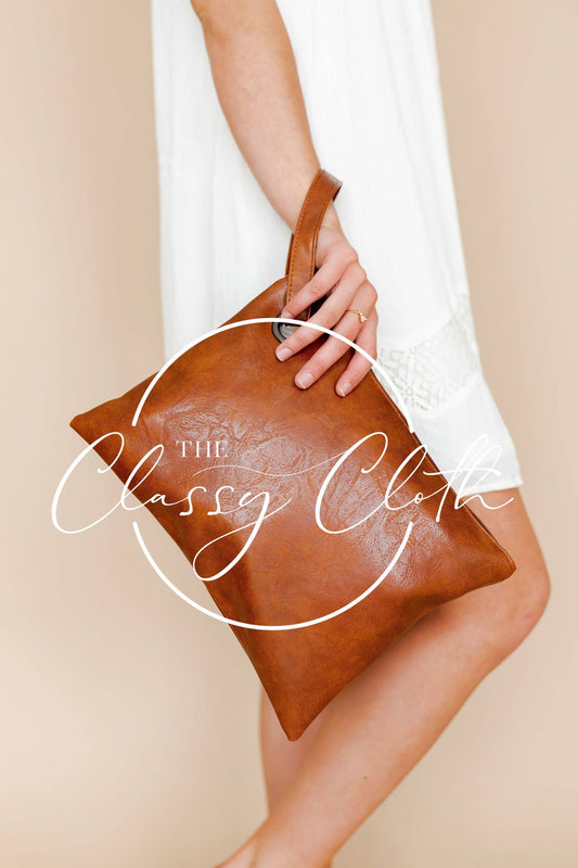 Oversized Clutch - Cognac