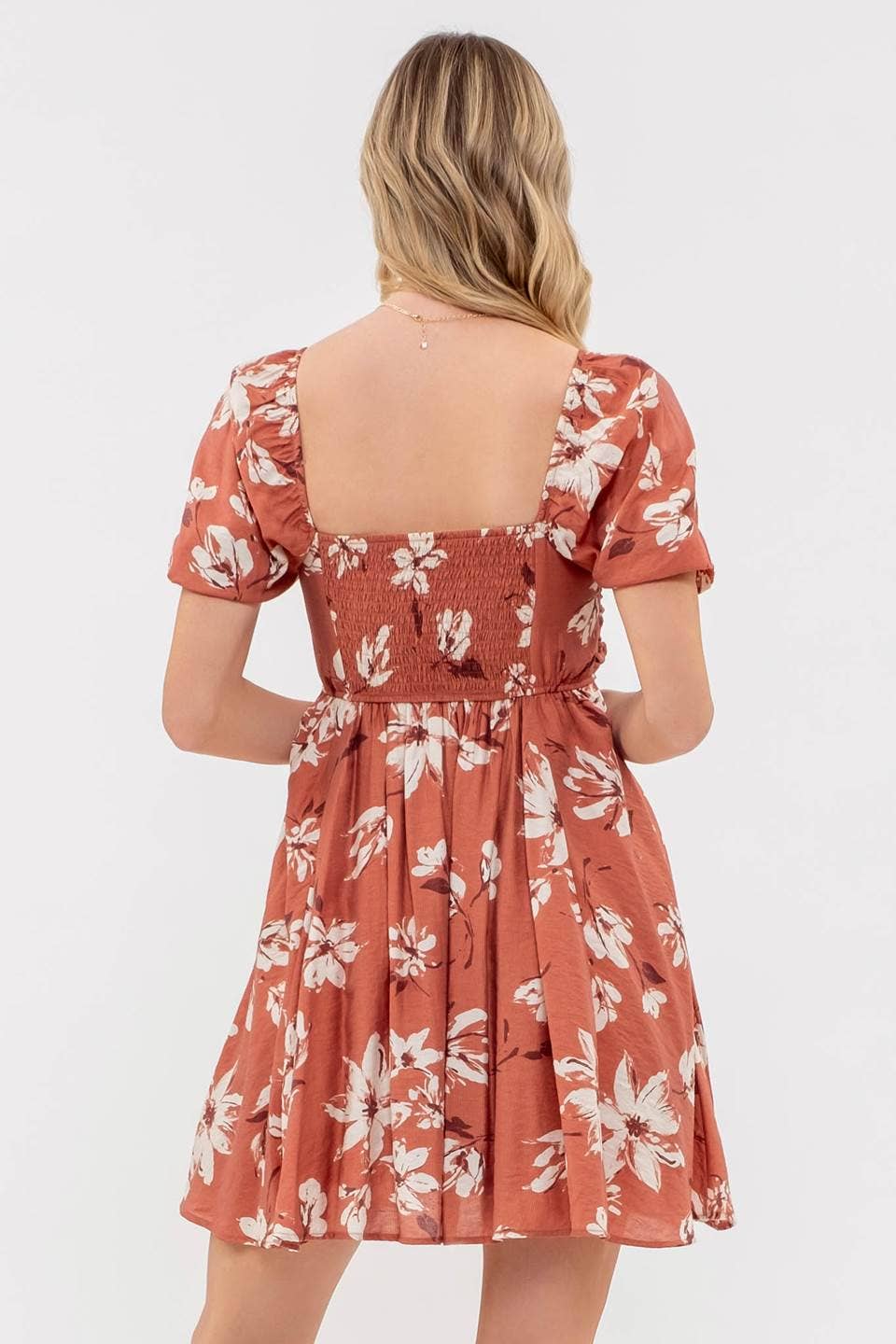 Floral Puff Sleeve Mini Dress