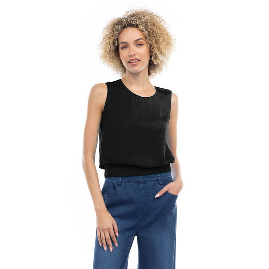 Elasticized Waist Satin Top