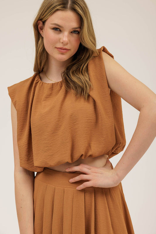Sleeveless Puff Crop Top