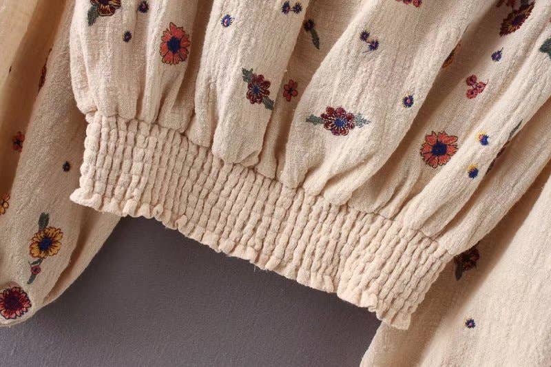 Off Shoulder Embroidered Blouse