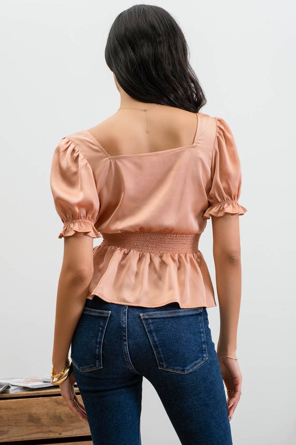 Lace Up Peplum Top