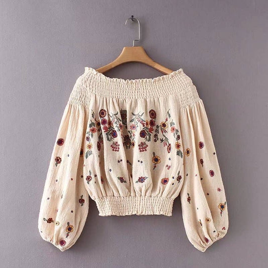 Off Shoulder Embroidered Blouse