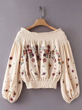 Off Shoulder Embroidered Blouse
