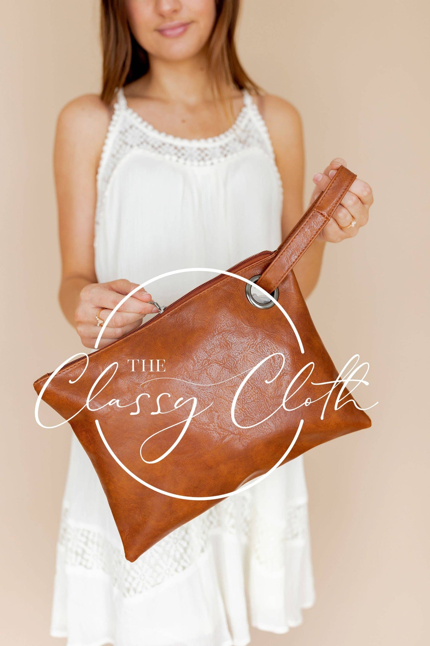 Oversized Clutch - Cognac