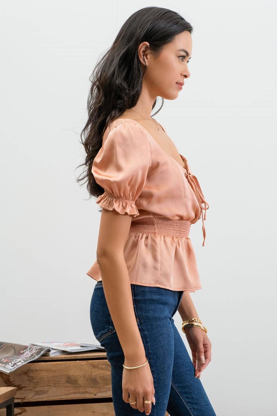 Lace Up Peplum Top