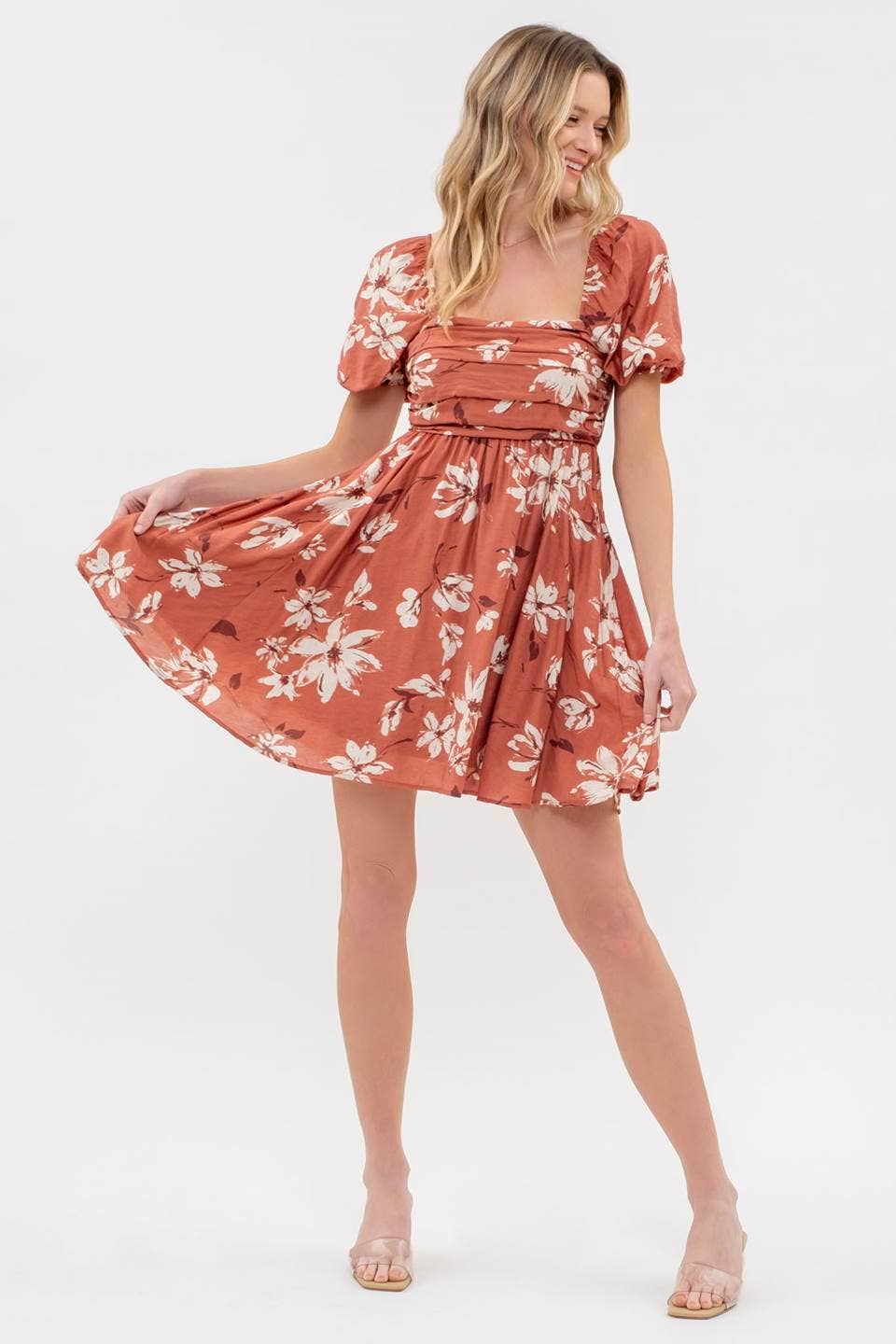 Floral Puff Sleeve Mini Dress