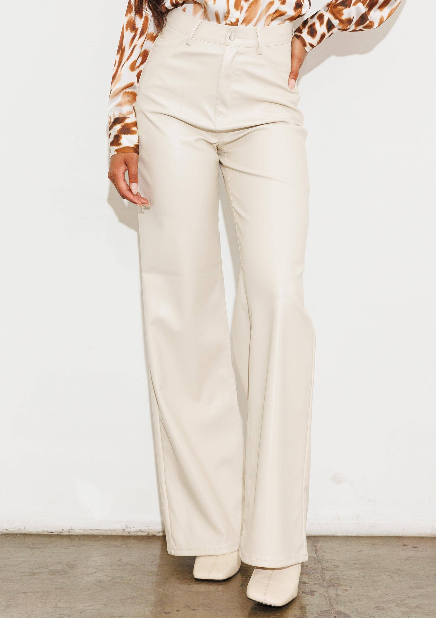 Vegan Black Leather Wide Leg Pants