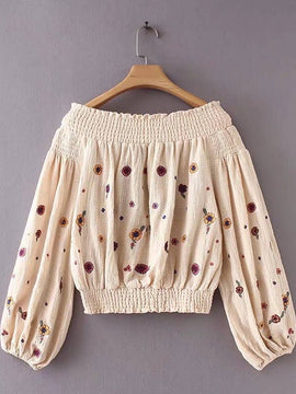 Off Shoulder Embroidered Blouse