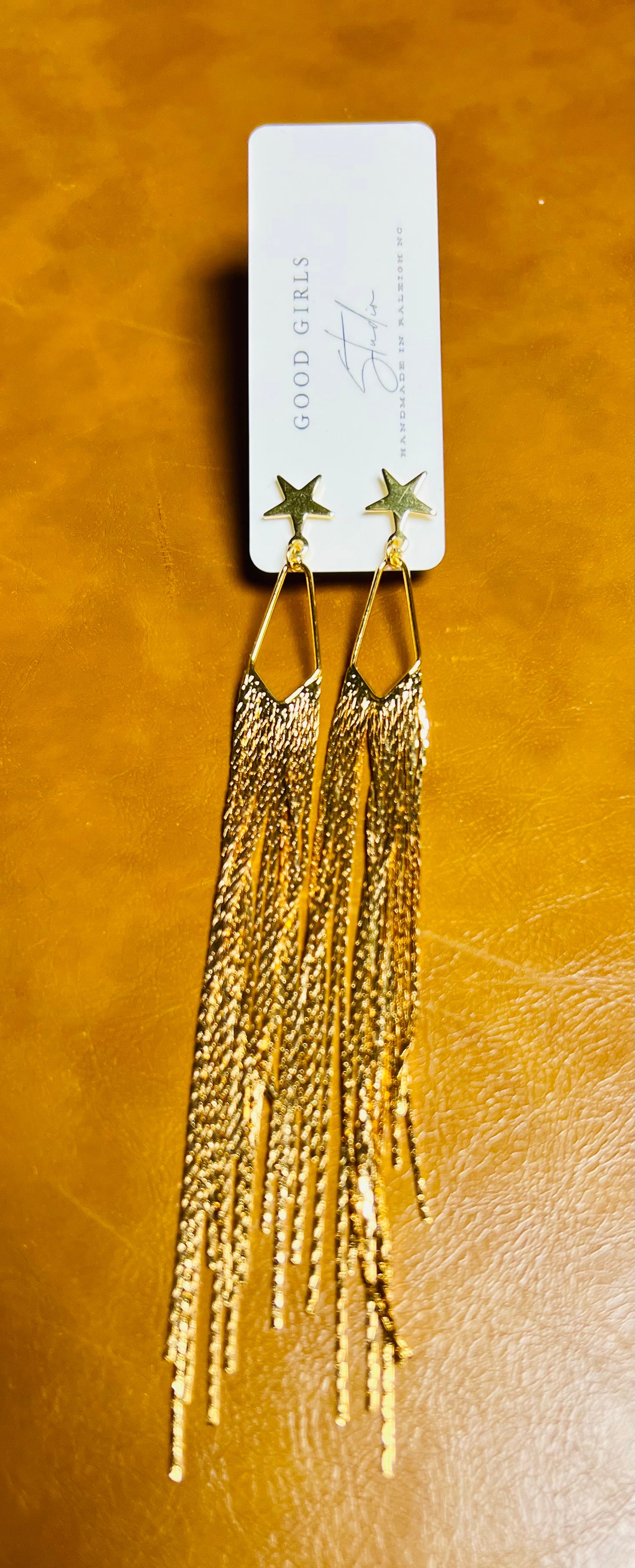 Star Gold Fringe Earrings