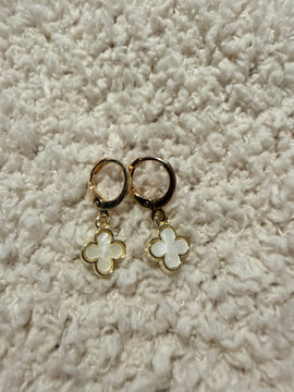 Gold Good Luck White Earrings