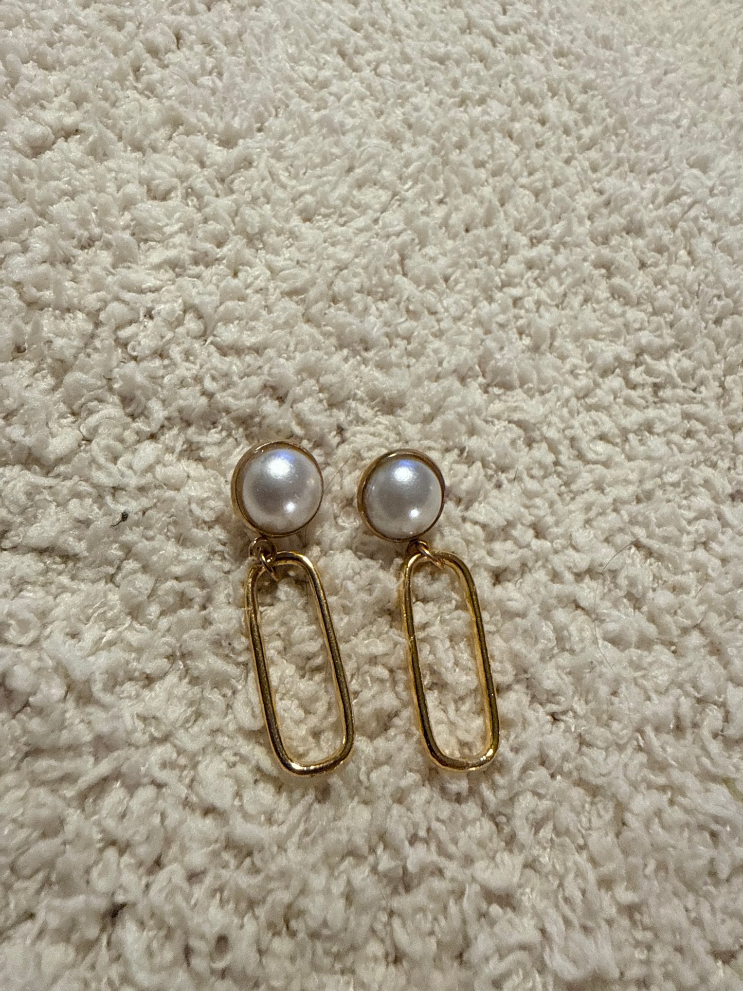 Pearl Set Rectangle Earrings
